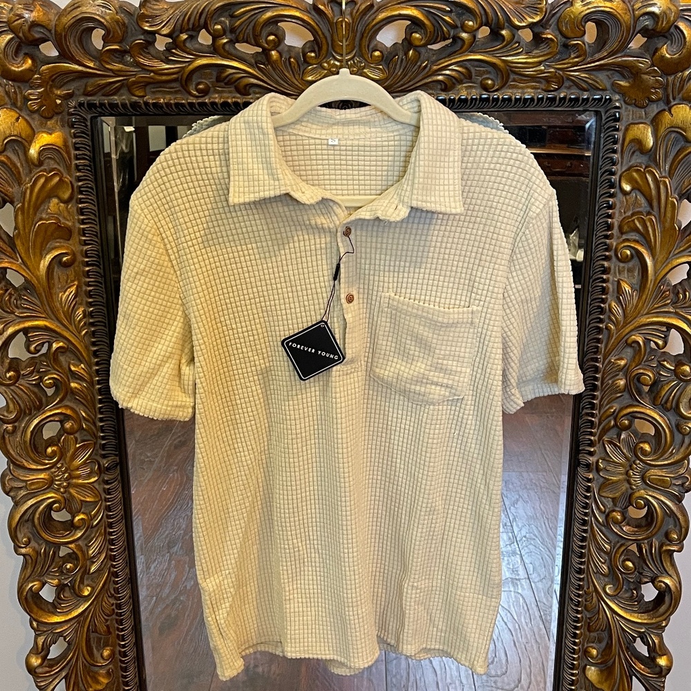 Zaful Yellow Polo Shirt Men Size S